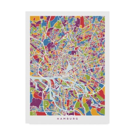 Michael Tompsett 'Hamburg Germany City Map' Canvas Art,18x24